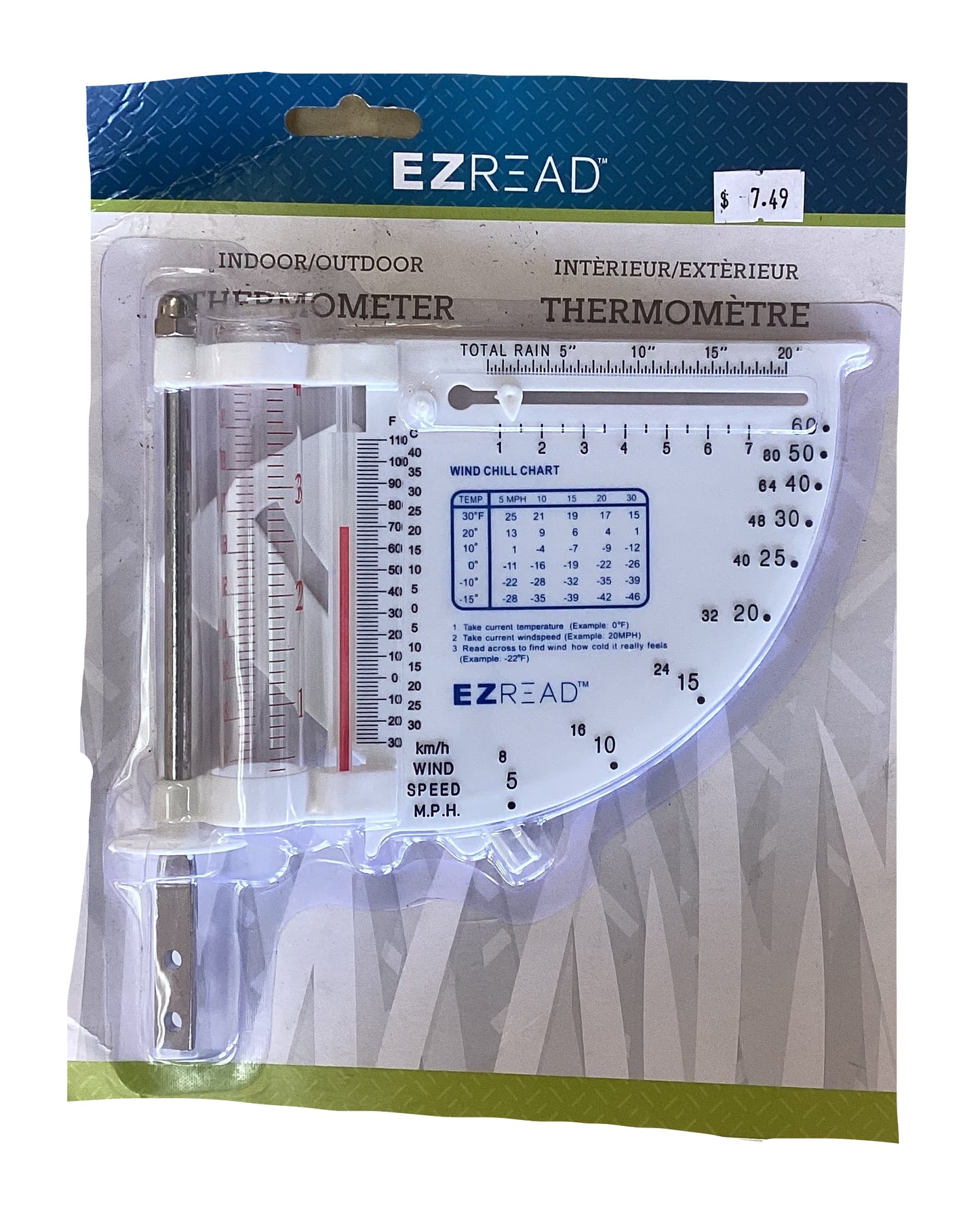 Indoor/ Outdoor Thermometer Wind Chill Chart
