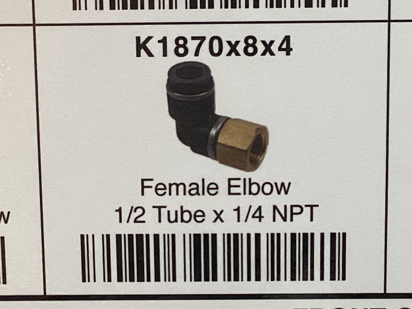 Female elbow 1/2 tube x 1/4 NPT
