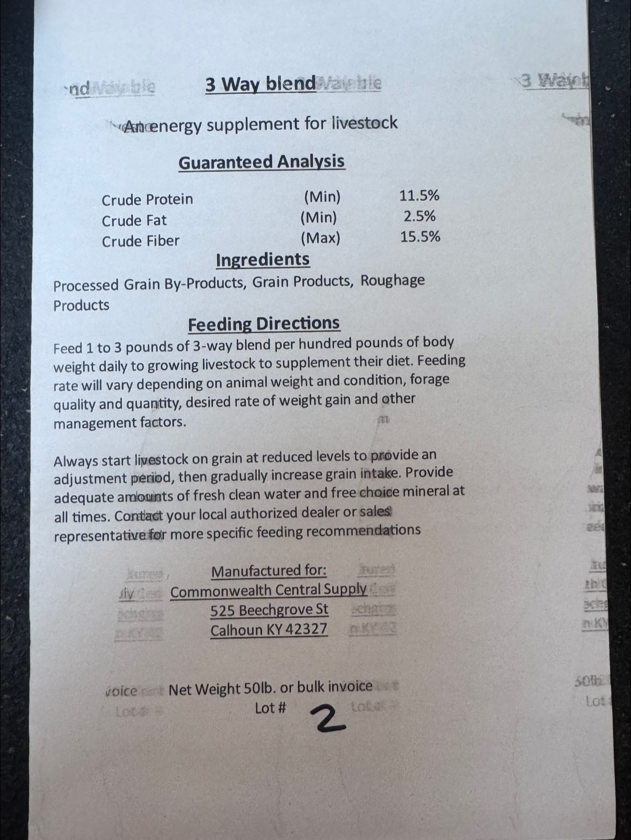 3 way cattle feed