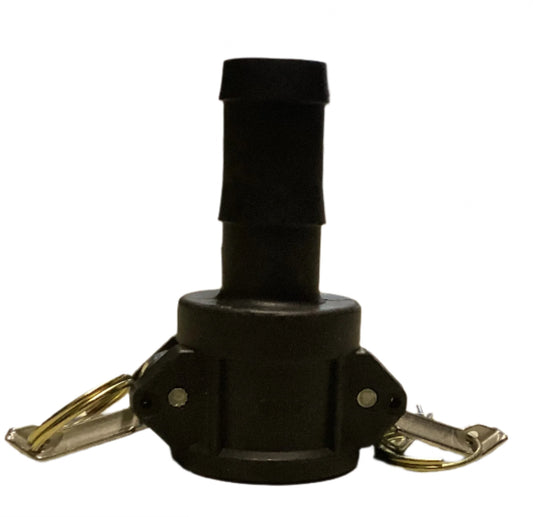 1in type C coupler female coupler X hose shank black polypropylene cam lock fitting (BFOC100-PP)