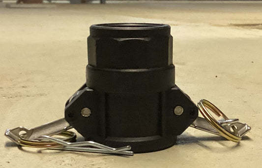 1in Type D Coupler Female Couple X Female NPT Thread - Black Polypropylene Cam Lock Fitting (BFOD100-PP)