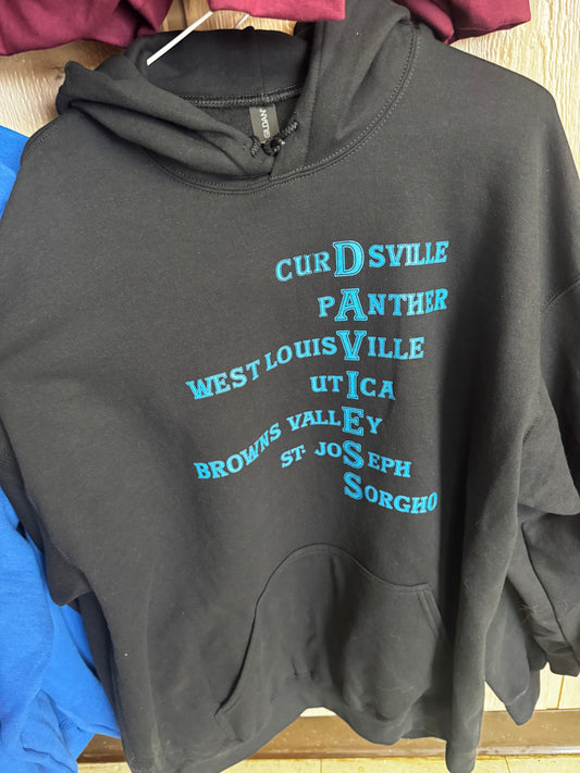 LARGE Black & Neon Blue Daviess Hoodie