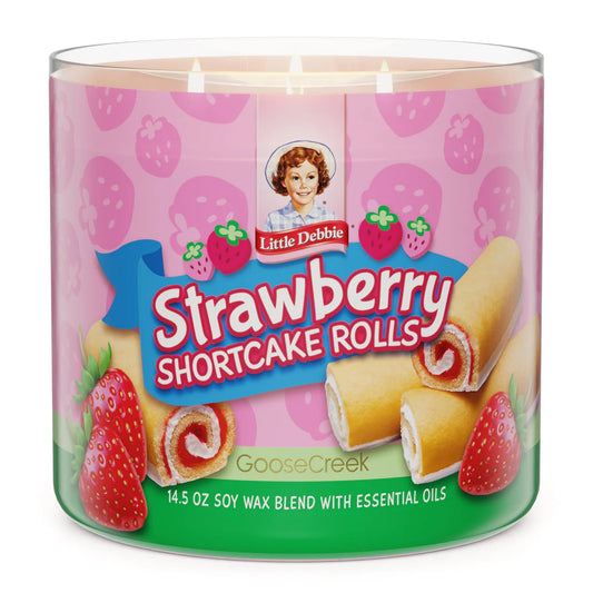 Strawberry Short Cake Rolls Little Debbie 3-wick Candle