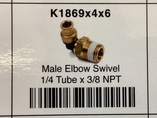 Male elbow swivel 1/4 tube x 3/8 NPT