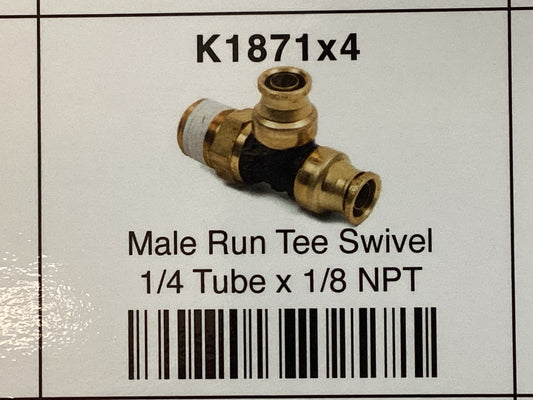 Male run tee swivel 1/4 tube x 1/8 NPT