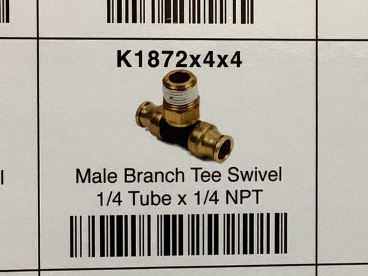 Male branch tee swivel 1/4 tube x 1/4 NPT