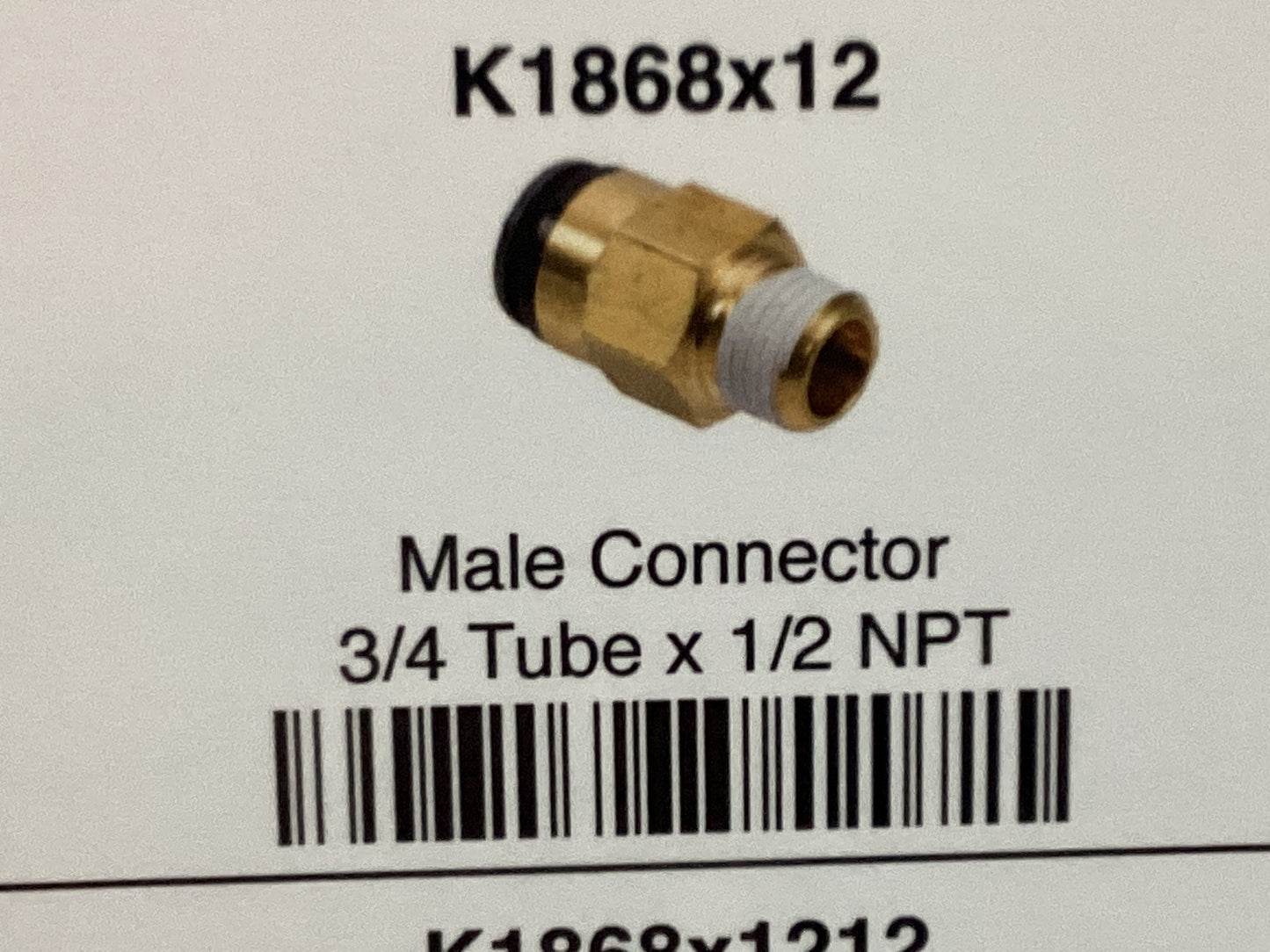 Male connector 3/4 tube x 1/2 NPT