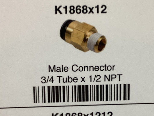 Male connector 3/4 tube x 1/2 NPT