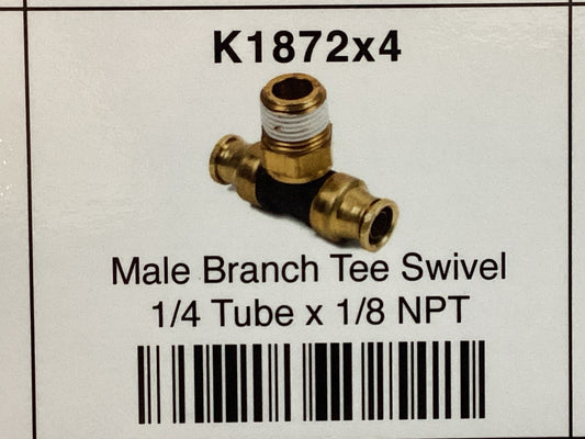 Male branch tee swivel 1/4 tube x 1/8 NPT