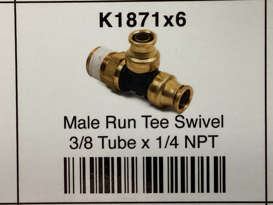 Male run tee swivel 3/8 tube x 1/4 NPT
