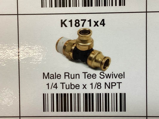Male run tee swivel 1/4 tube x 1/4 NPT