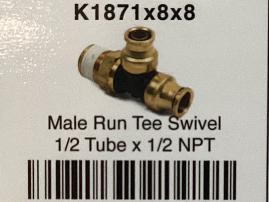 Male run tee swivel 1/2 tube x 1/2 NPT