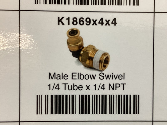 Male elbow swivel 1/4 tube x1/4 NPT