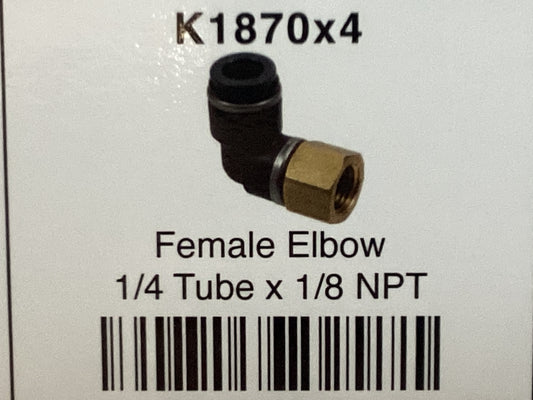 Female elbow 1/4 tube x 1/8 NPT